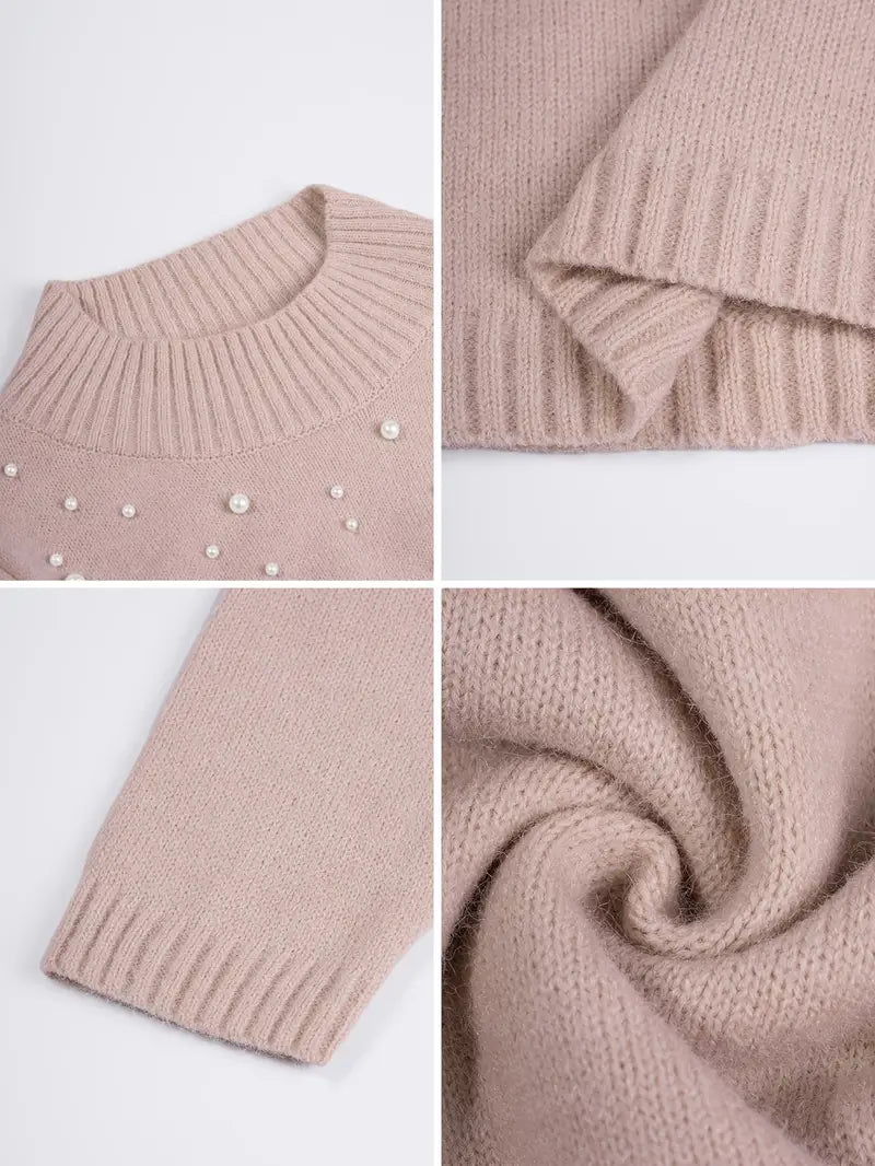 Marie | Elegant Sweater Dress with Pearls