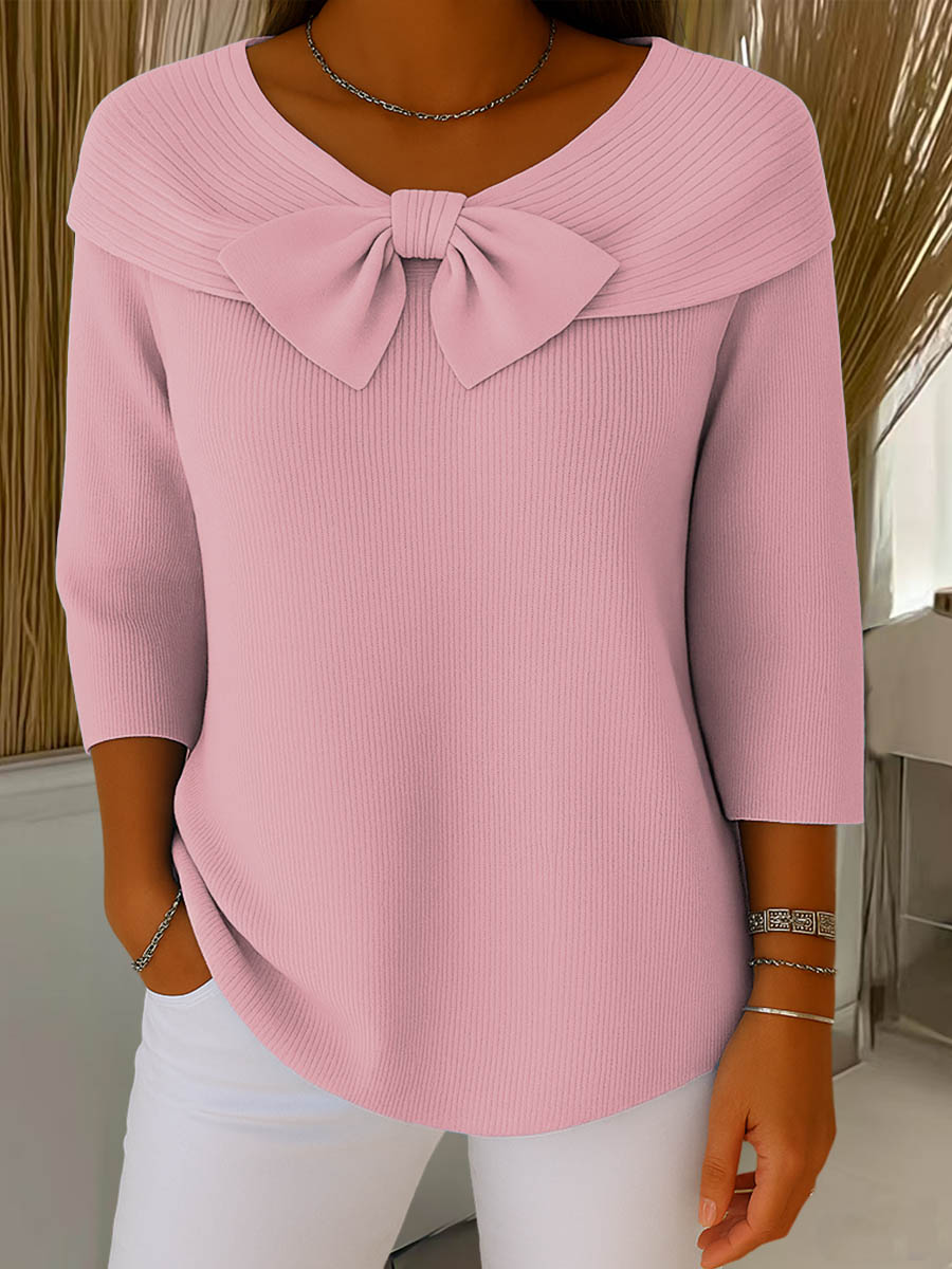 Helen™ – Elegant Knitted Sweater with Bow Detail