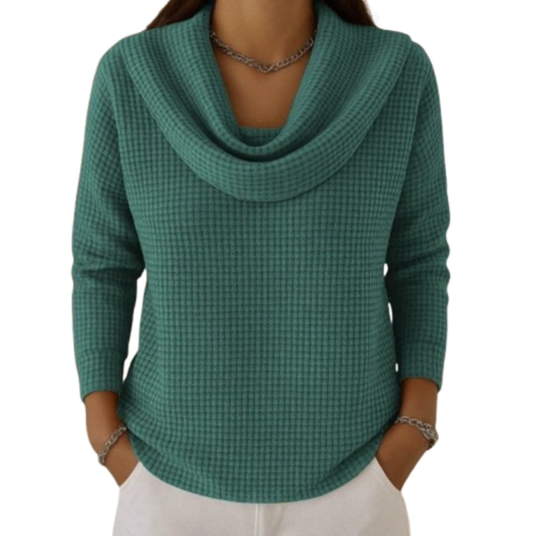 Amber – Warm sweater with an elegant waterfall neckline