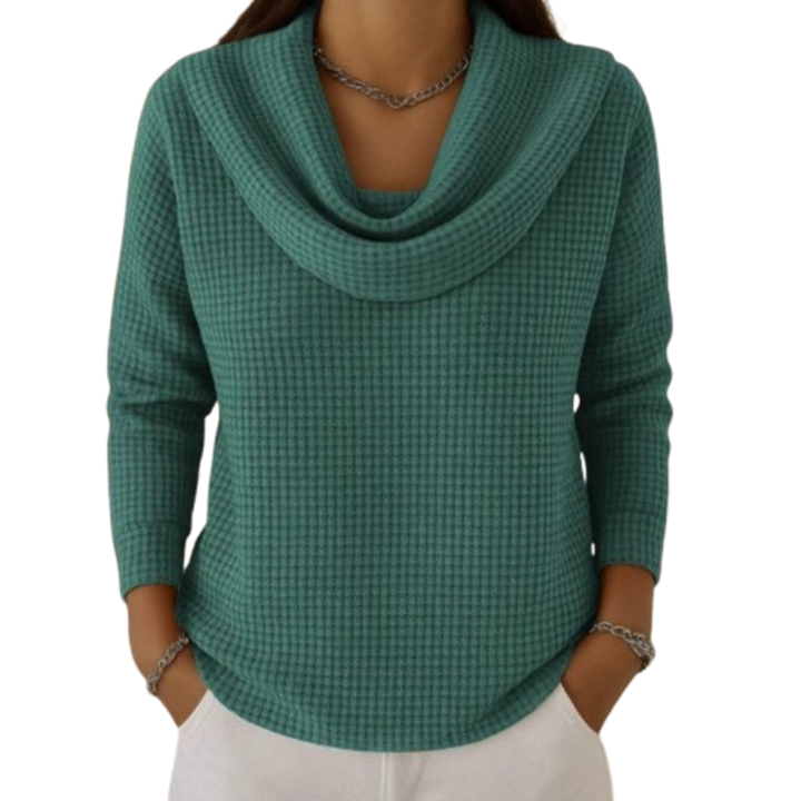 Amber – Warm sweater with an elegant waterfall neckline