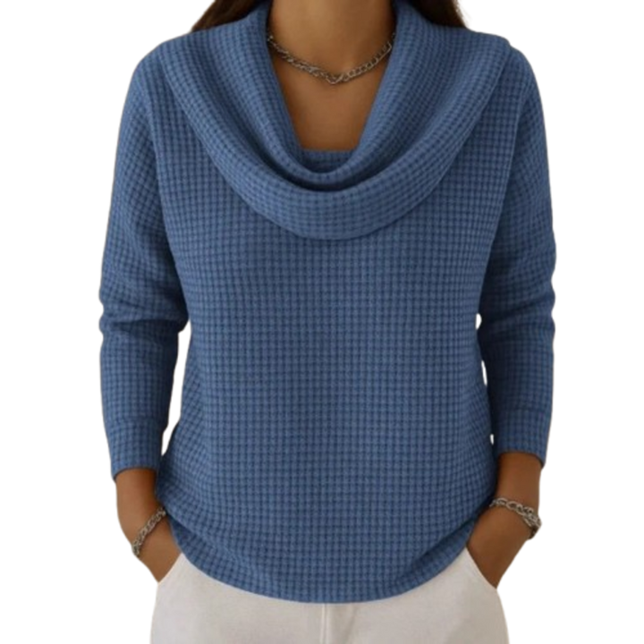 Amber – Warm sweater with an elegant waterfall neckline