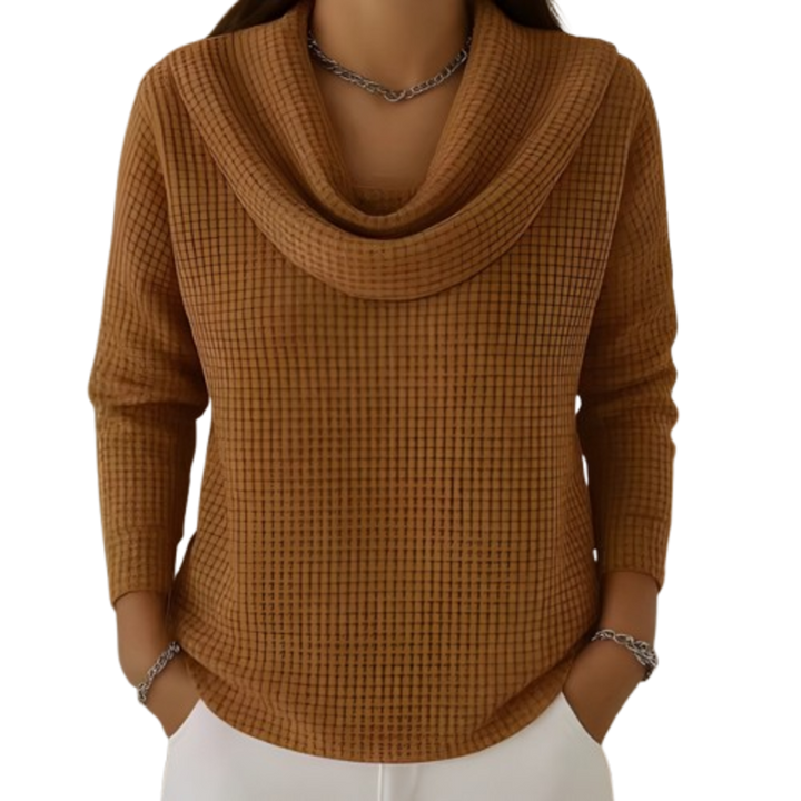 Amber – Warm sweater with an elegant waterfall neckline
