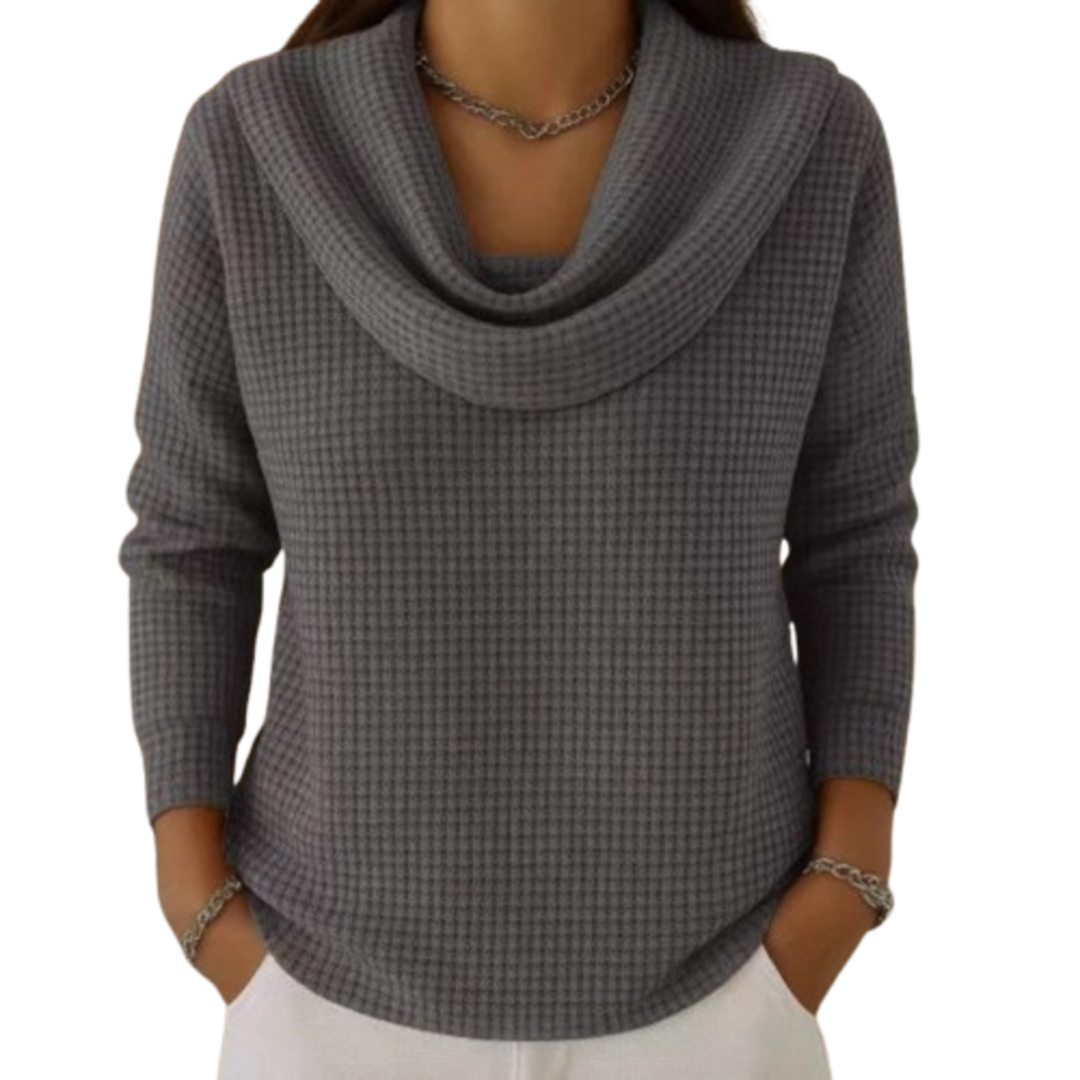 Amber – Warm sweater with an elegant waterfall neckline