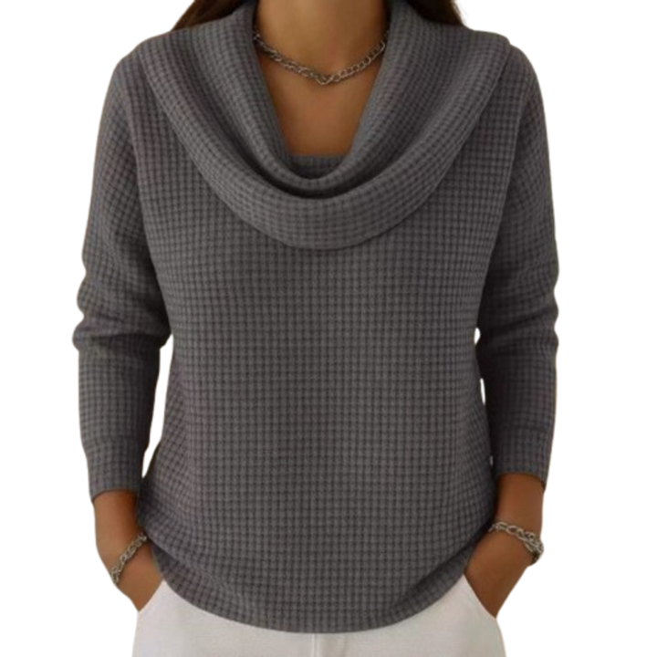 Amber – Warm sweater with an elegant waterfall neckline