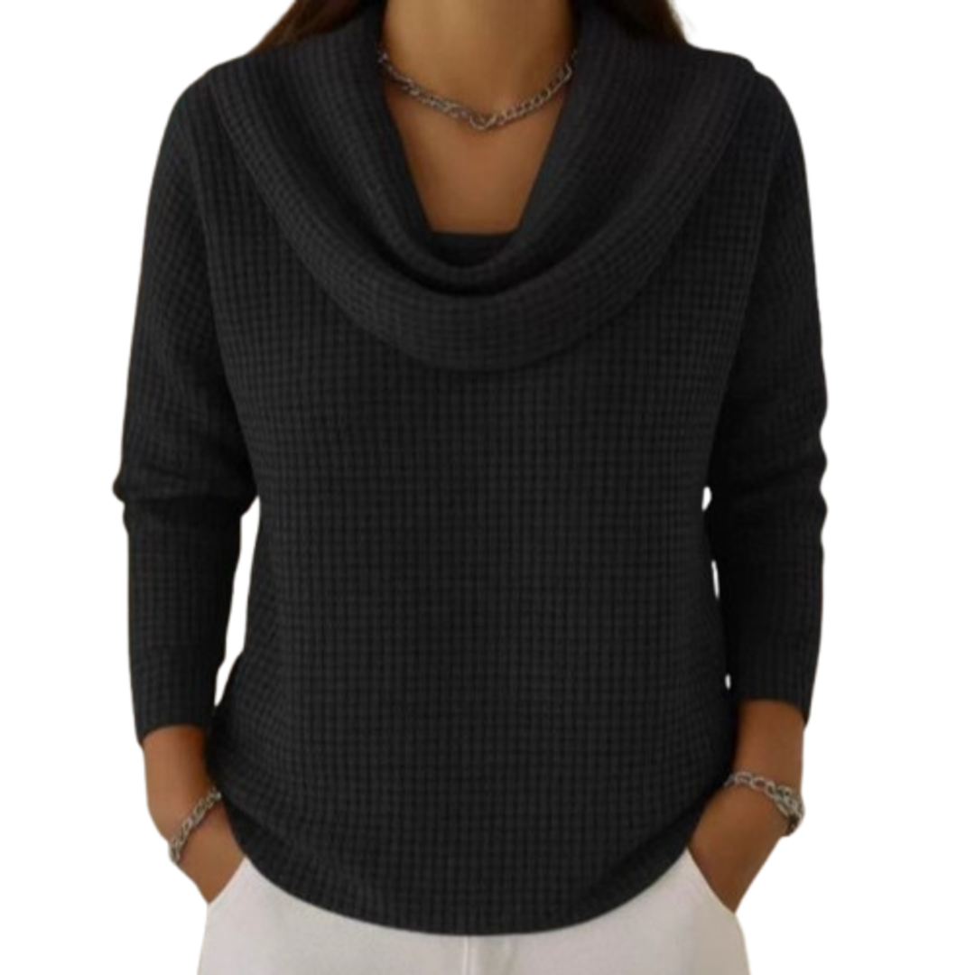 Amber – Warm sweater with an elegant waterfall neckline