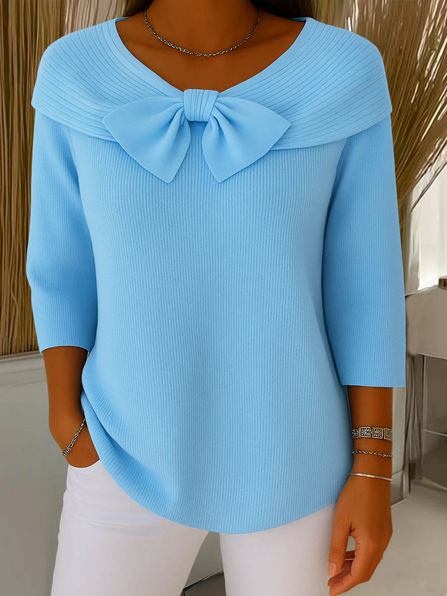 Helen™ – Elegant Knitted Sweater with Bow Detail