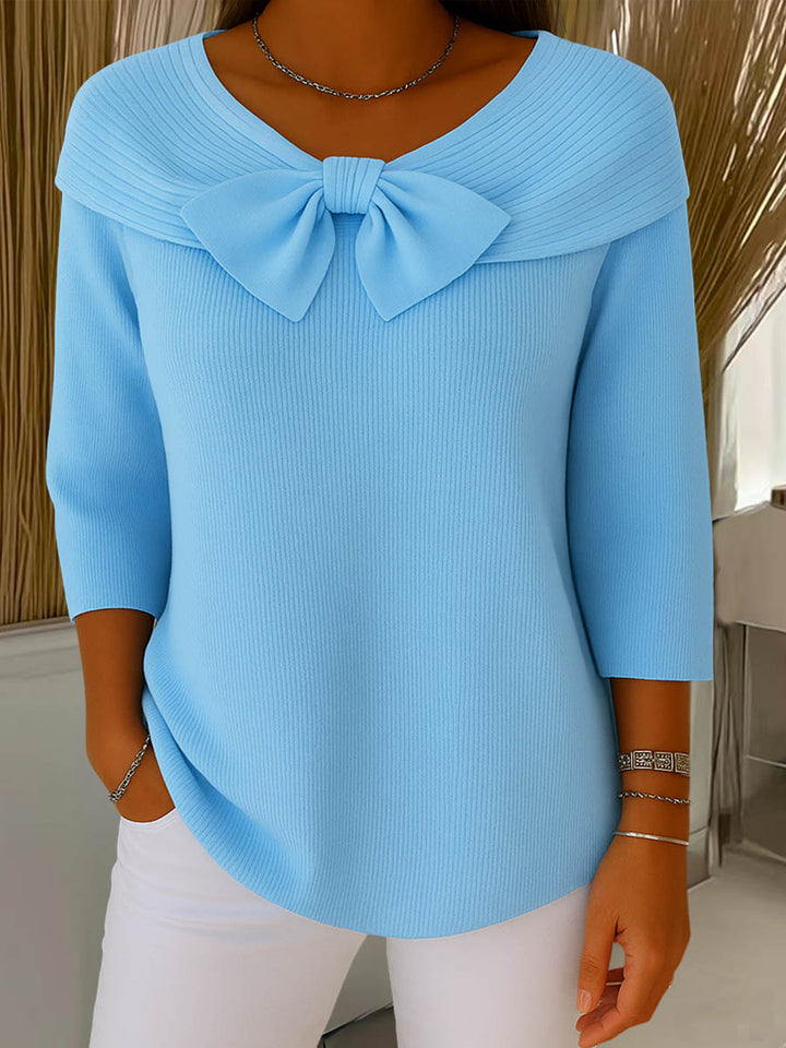 Helen™ – Elegant Knitted Sweater with Bow Detail