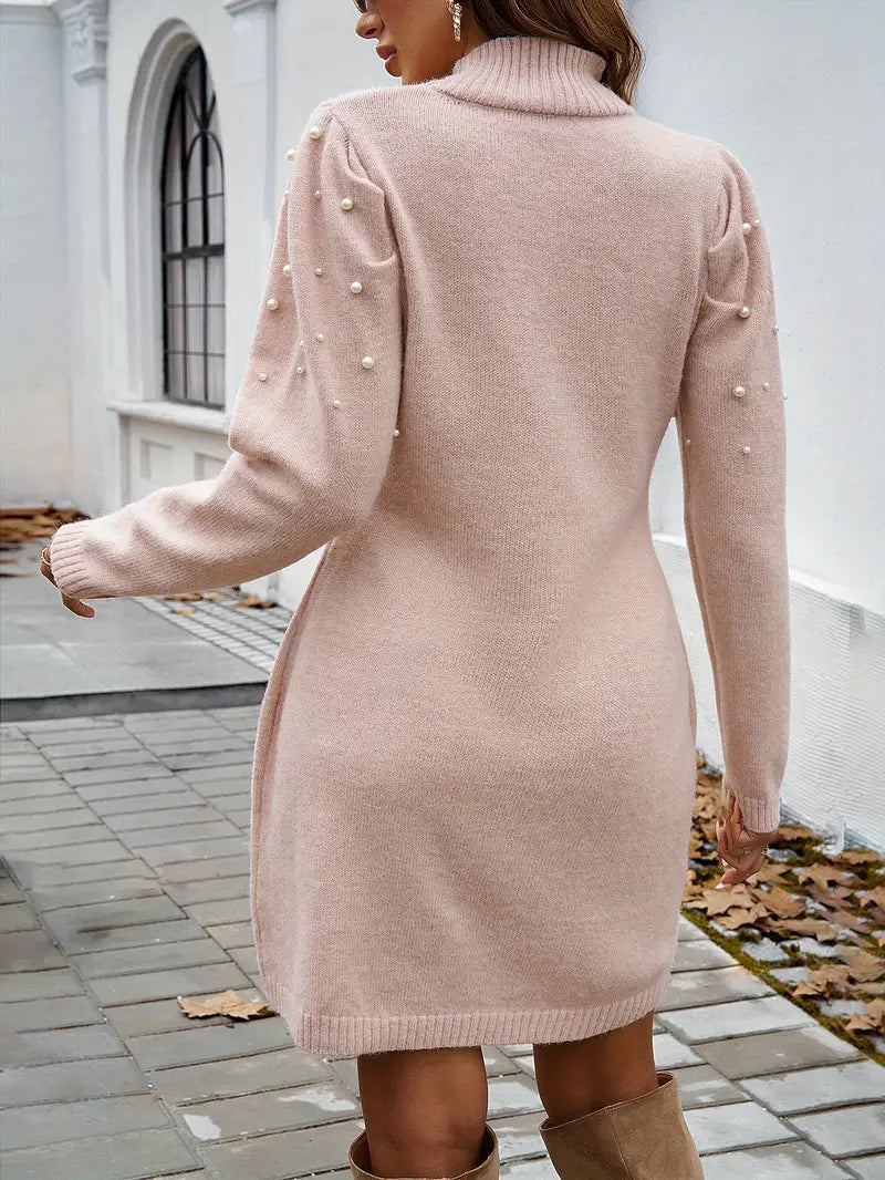 Marie | Elegant Sweater Dress with Pearls