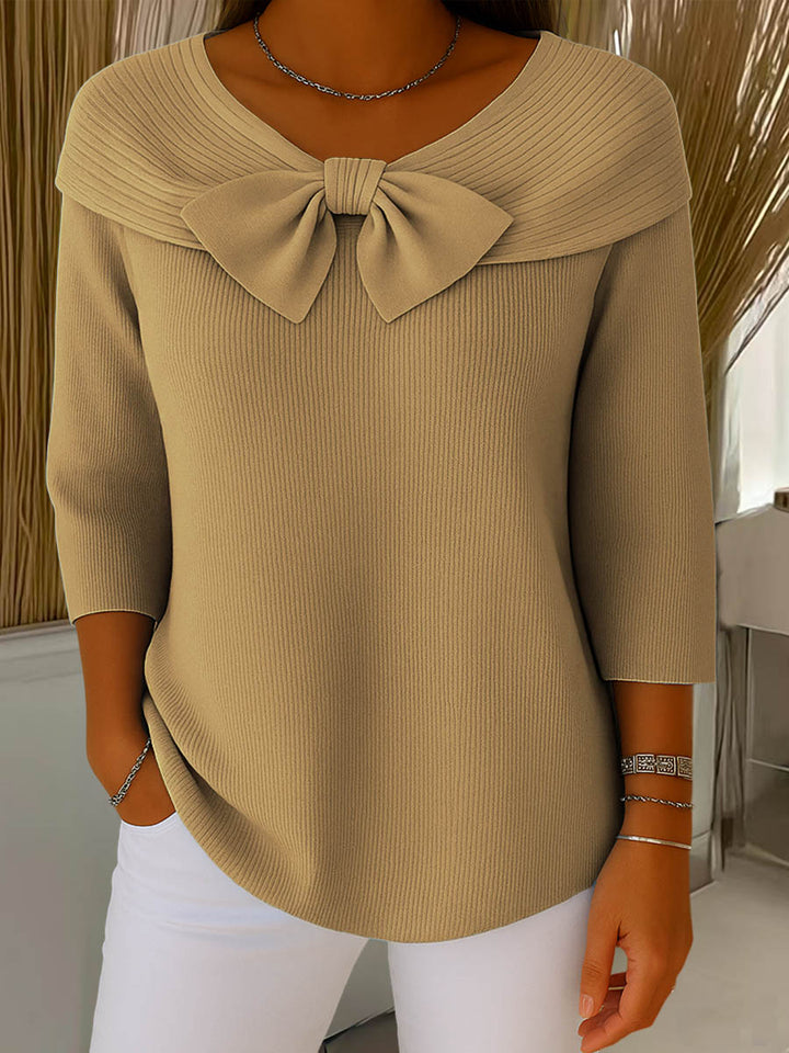 Helen™ – Elegant Knitted Sweater with Bow Detail