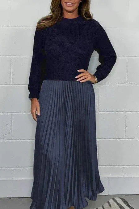 BRIELLE – ELEGANT PLEATED SWEATER DRESS
