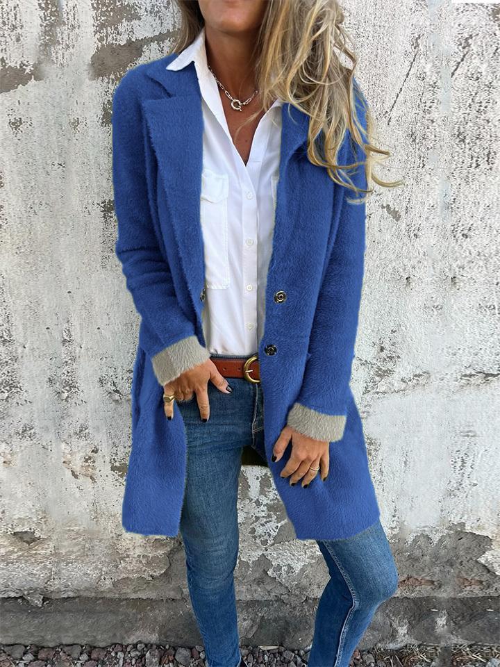 Sofia - Women's Lapel Long Sleeve Fur Long Coat