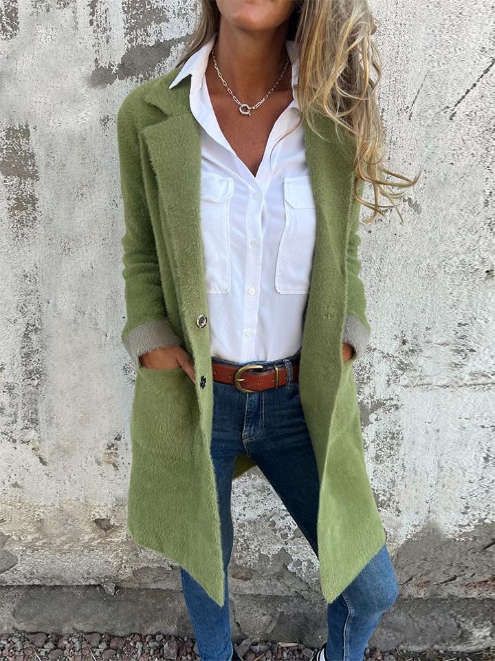 Sofia - Women's Lapel Long Sleeve Fur Long Coat