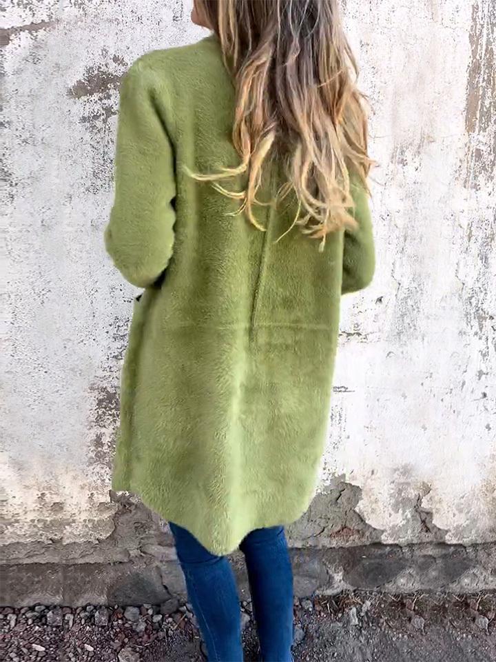 Sofia - Women's Lapel Long Sleeve Fur Long Coat