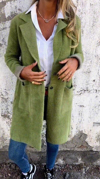 Sofia - Women's Lapel Long Sleeve Fur Long Coat